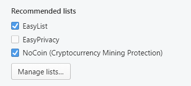 Opera NoCoin protection