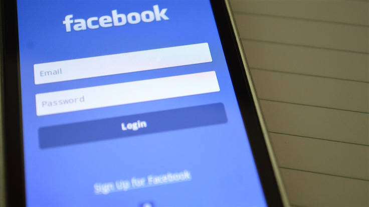 Facebook login page on mobile