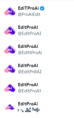 List of X accounts all promoting EditProAI