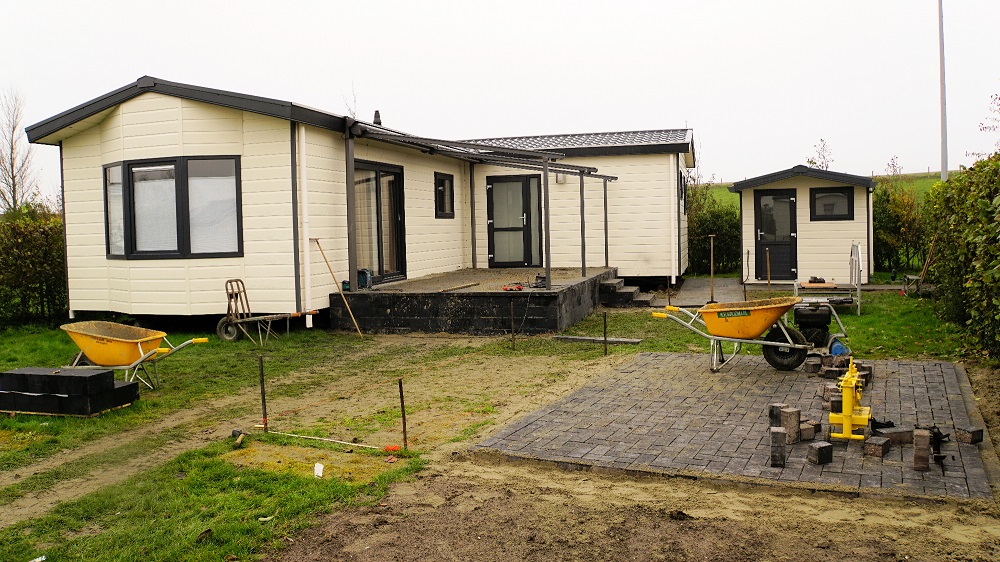 Landscaping in progress around Dutch holiday home