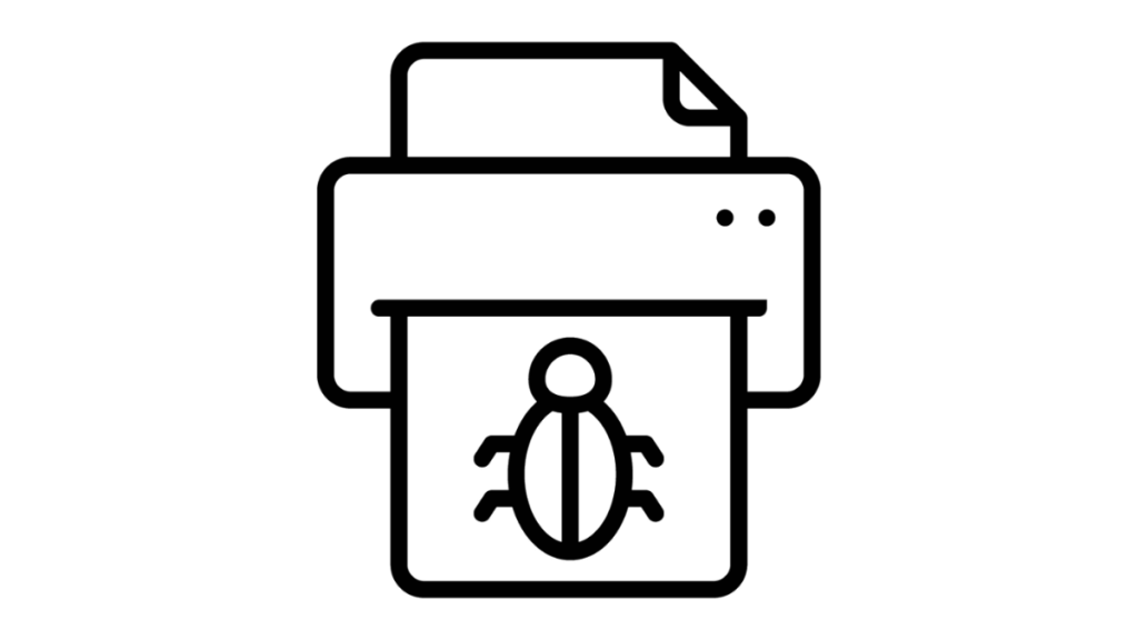 Lijntekening van bug die wordt afgedrukt door printer