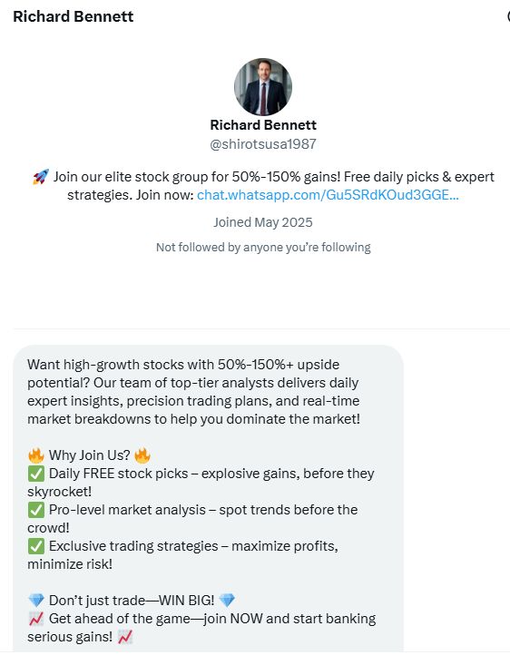 WhatsApp investment group invitation
